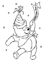 coloriage Winnie fete le nouvel an